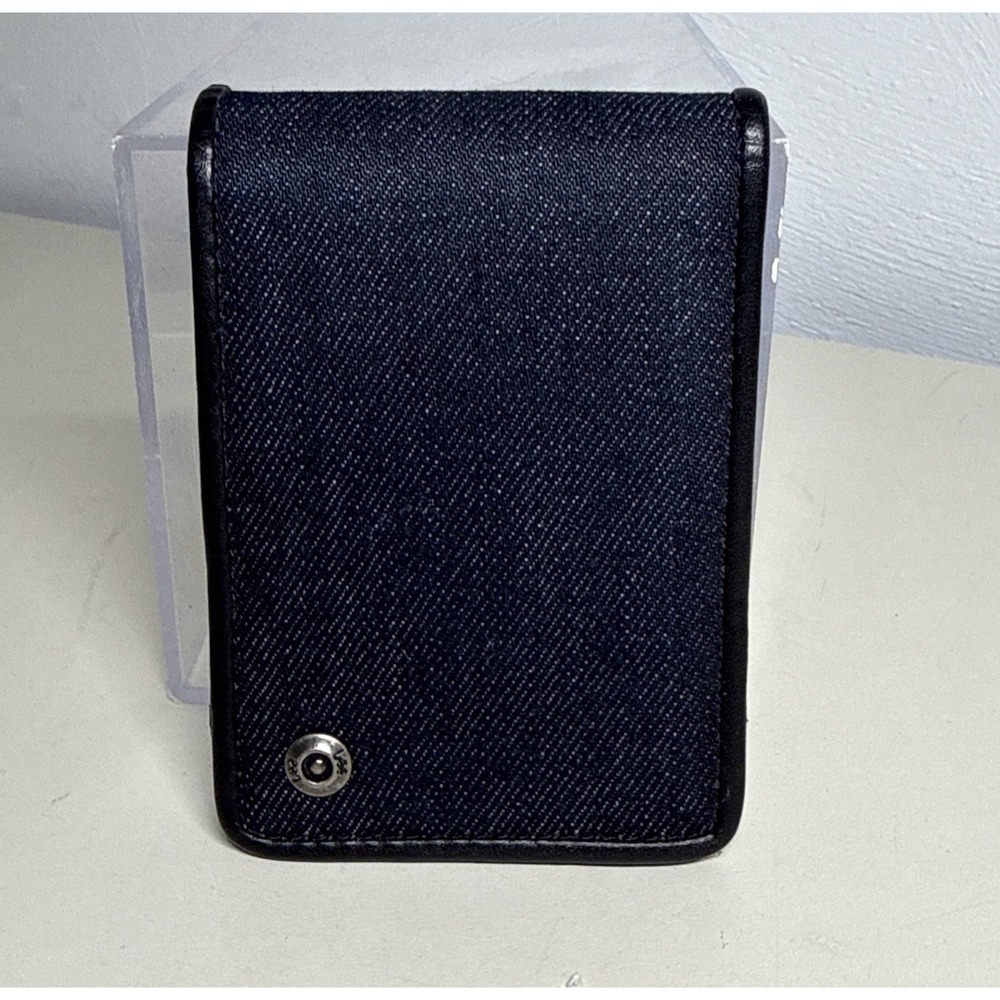 LEE Men's Canvas and Leather Trim Slimfold RFID Blocking Wallet with Money Clip